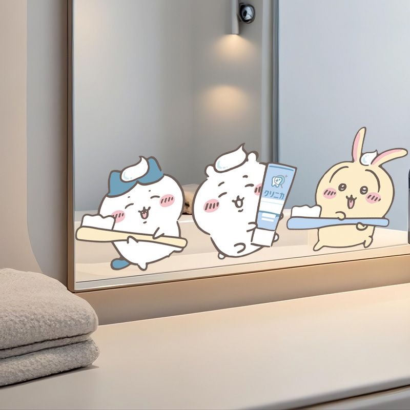 Home Bathroom Products - ホットチイカワミラーステッカー強力粘着クリアプリント防水取り外し可能な装飾デカール浴室の化粧鏡ホームギフト
