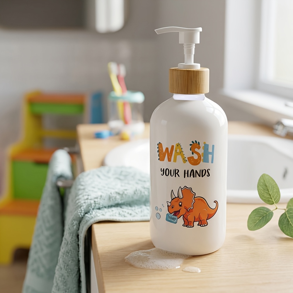 Home Bathroom Soap Dispenser - バスルーム用ソープディスペンサー、恐竜型プラスチック製ディッシュソープディスペンサー、キッチン用ポンプ付き、手洗い、幼児用、バスルームカウンター用