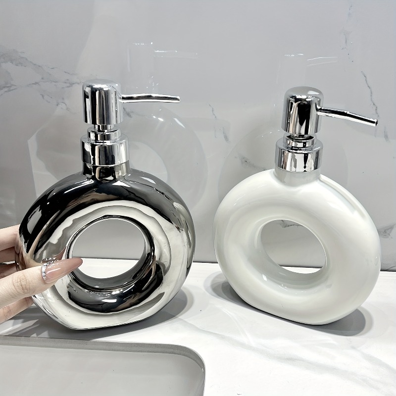 Home Bathroom Soap Dispenser - 1 個クリエイティブセラミックソープディスペンサー浴室シャワージェルプレスボトルホームバスルーム液体石鹸詰め替え容器