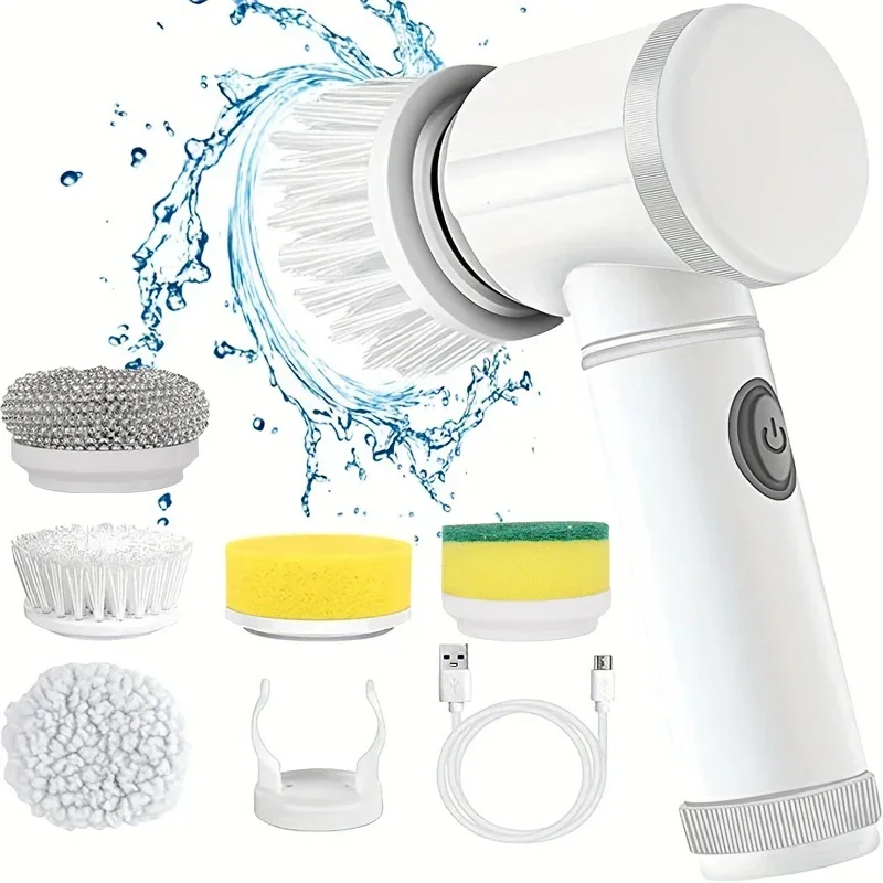 Home Bathroom Products - 2025年式コードレス電動スピンスクラバー、5種類のブラシ付き、IPX7防水充電式浴室クリーナー（タイル/シャワー/目地掃除用）