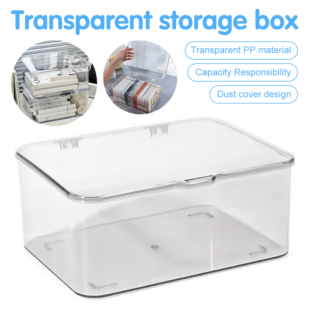 Home Essentials Bathroom Rack - 透明アクリル製スマホケースオーガナイザー（蓋付き）- 家庭やオフィスの必需品用多用途デスクトップ収納バスケット