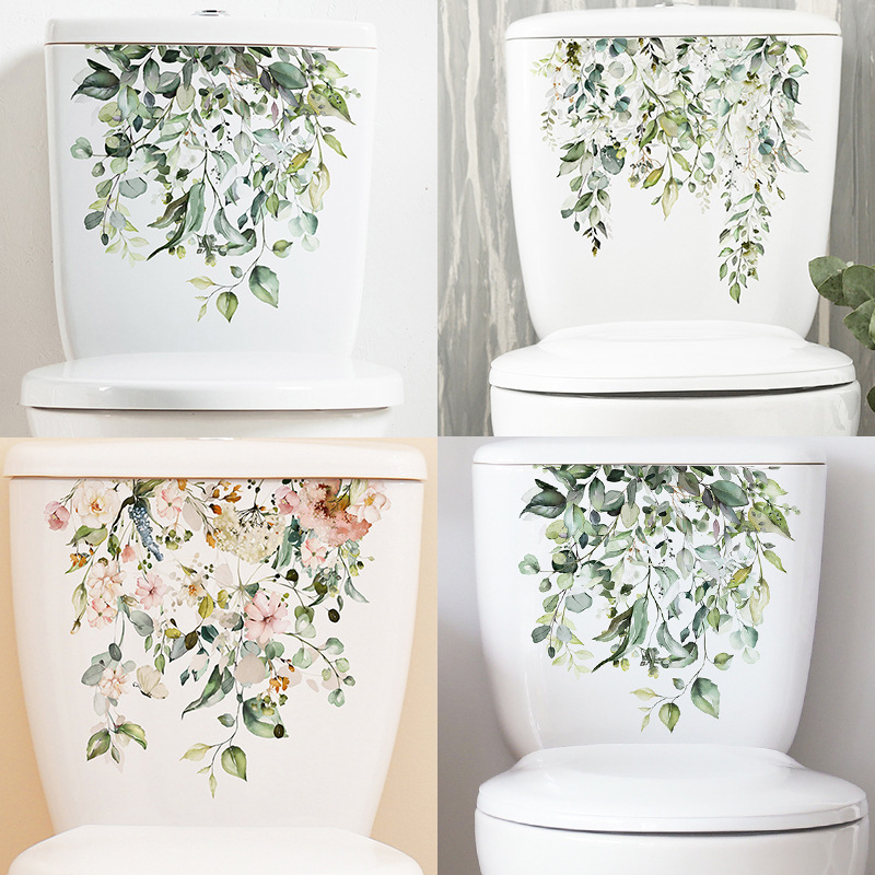 Home Bathroom Remodel - 緑の植物の葉のウォールステッカー,家,バスルーム,トイレ