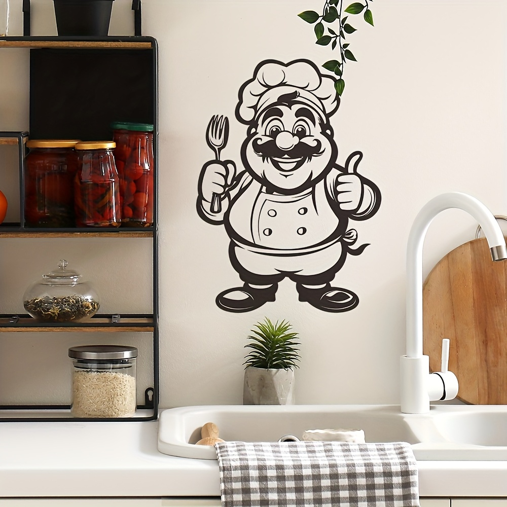 Home Bathroom Tiles Design - 親指を差し出す遊び心のあるシェフデザイン。自宅の部屋、寝室、リビングルーム、バスルームの壁の装飾に最適です。