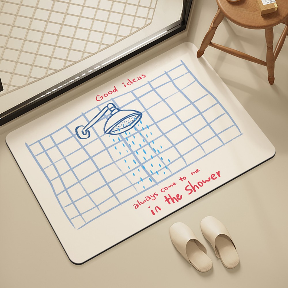 Home Goods Bathroom Mats - VIKAMA バスルームタイルシャワーマット滑り止め吸水シャワーエリアマット Fun「シャワーインスピレーション」装飾マット家の装飾