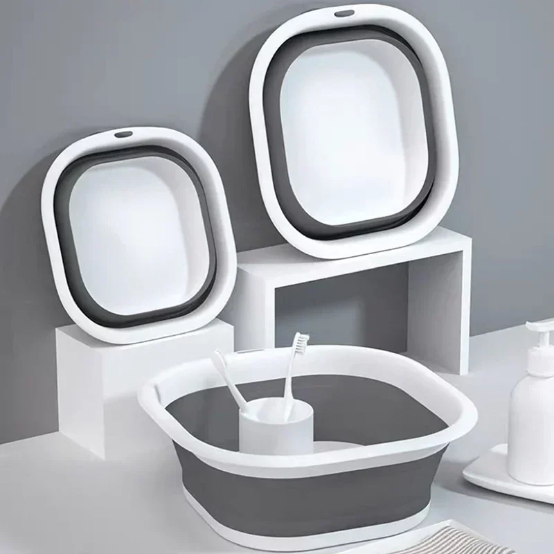 Home Bathroom Tub - プラスチック製折りたたみ洗面器、ポータブル洗濯桶、家庭用バスルームキッチン旅行用多機能洗濯かご