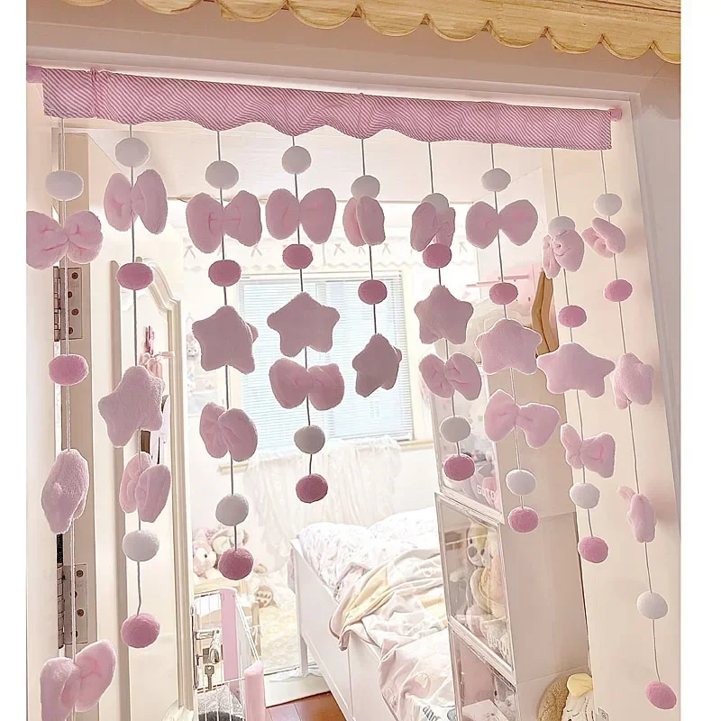 Home Bathroom Products - 短い糸の仕切りカーテン,かわいいピンクの弓,窓の装飾,寮のドア,バスルームのドア,女の子の寝室