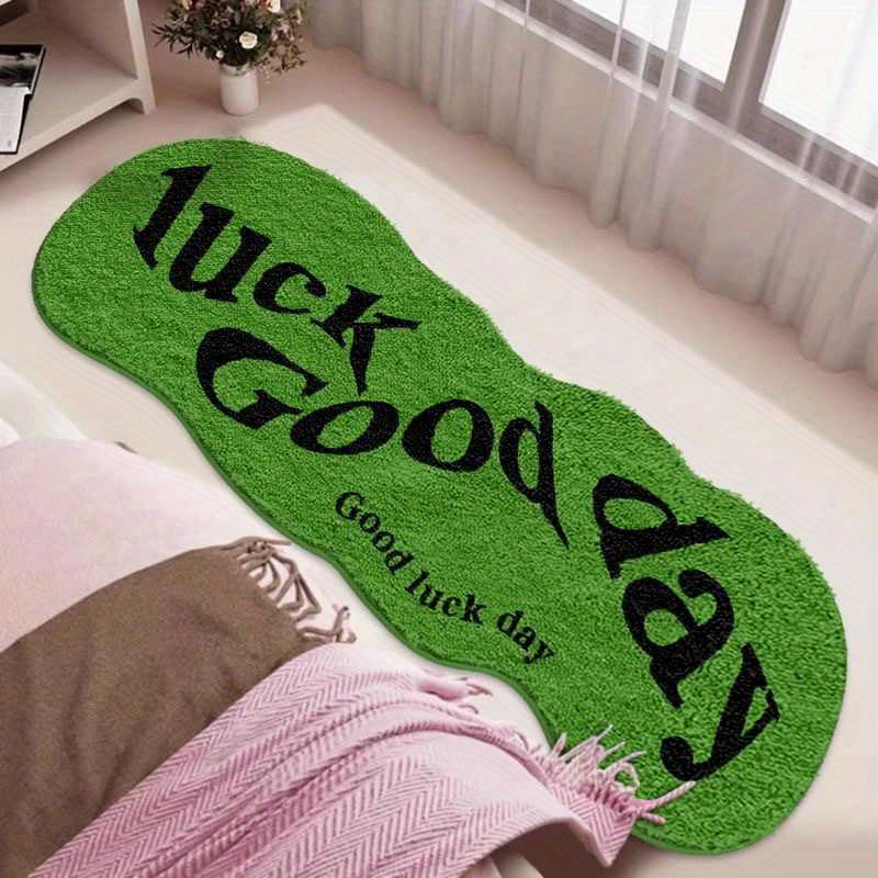 Home Goods Bathroom Mats - VIKAMA グリーンカーペットは幸運をもたらします ベッドサイドフロアマット ソフトノンスリップドアマット ラグ 寝室用フロアマット