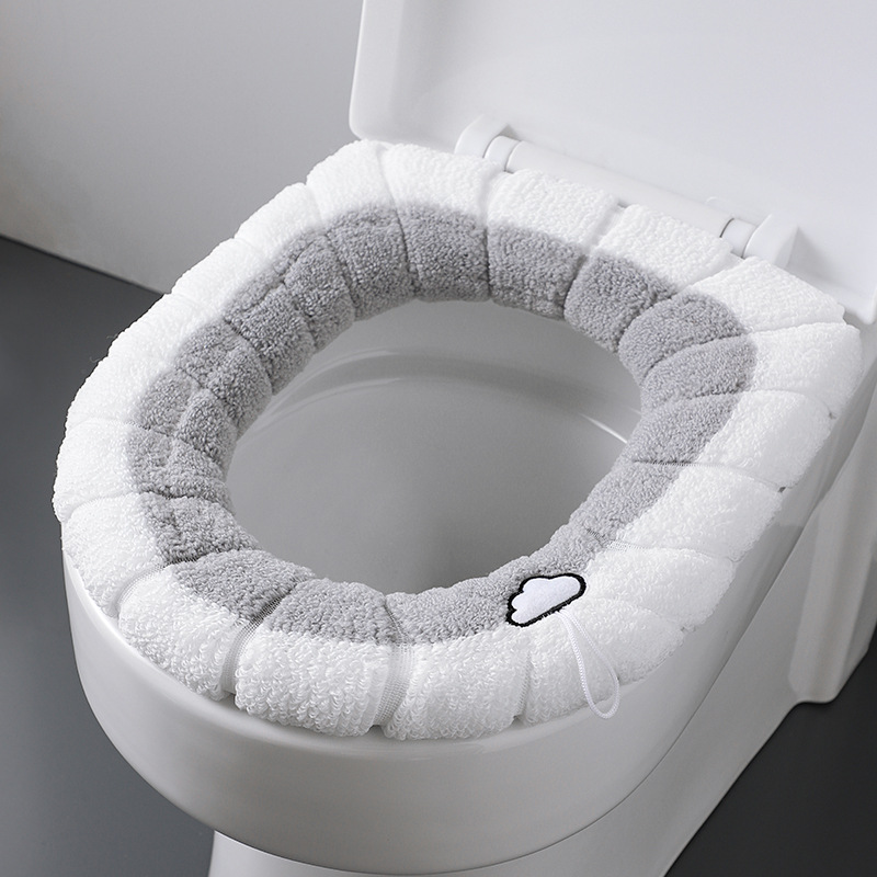 Zara Home Bathroom - 冬暖かい便座カバーマット浴室トイレパッドクッションハンドル付き厚いソフト洗えるクローゼットウォーマーアクセサリー