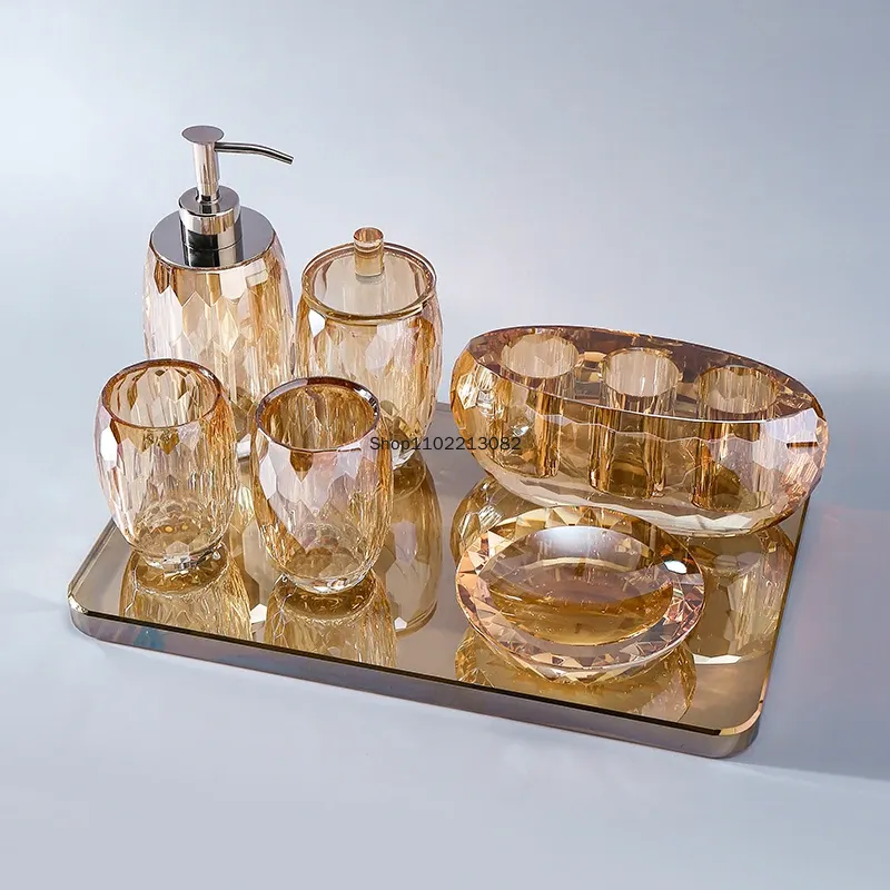 Zara Home Bathroom - クリスタルバスルームアメニティセット高級トイレハンドサニタイザーボトルうがい薬カップソープディッシュ収納トレイバスルームアクセサリー新品