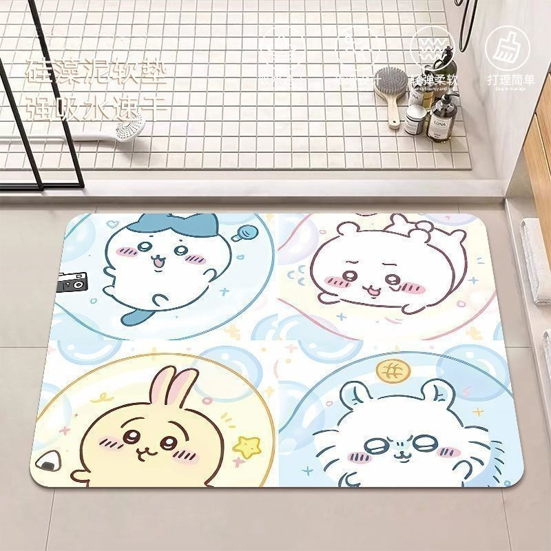 Home Goods Bathroom Mats - アニメちいかわハチワレうさぎ珪藻泥バスルームフロアマット滑り止め吸収性速乾フットパッドキッチン寝室家庭用