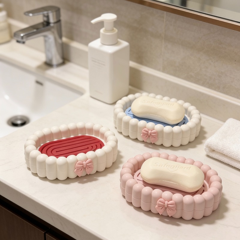 Home Essentials Bathroom Rack - 家庭用浴室排水口ソープボックス、大型石鹸収納ラック、二層式デザイン、旅行や家庭用に欠かせないアイテム