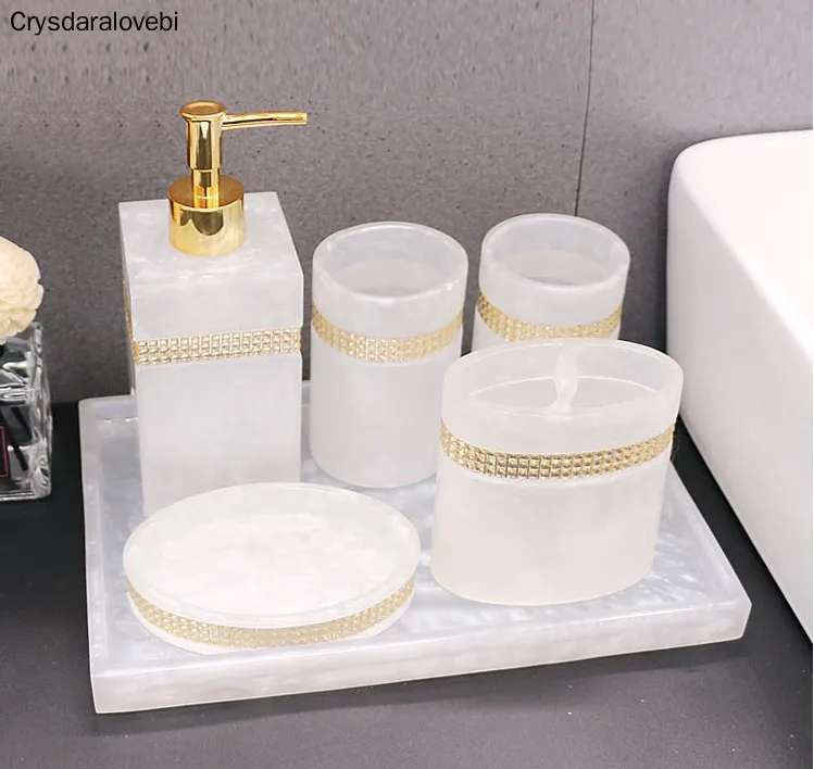 Zara Home Bathroom - ノルディック樹脂バスルームアクセサリーセット,トレイ,ラインストーン,石鹸ディスペンサー,歯ブラシホルダー,エマルジョンボトル,手指消毒剤