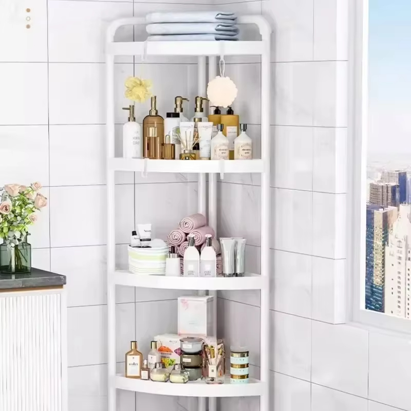 Home Essentials Bathroom Rack - 浴室用フロアスタンド式収納ラック、コーナー三角ラック、多層収納ラック、コーナーに置く家庭用必需品