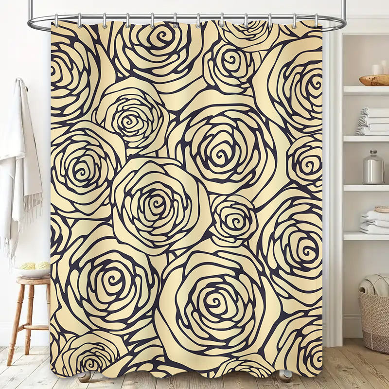 素朴なヴィンテージバスルームの装飾花柄シャワーカーテンセット - Home Bathroom Remodel のレビューと価格