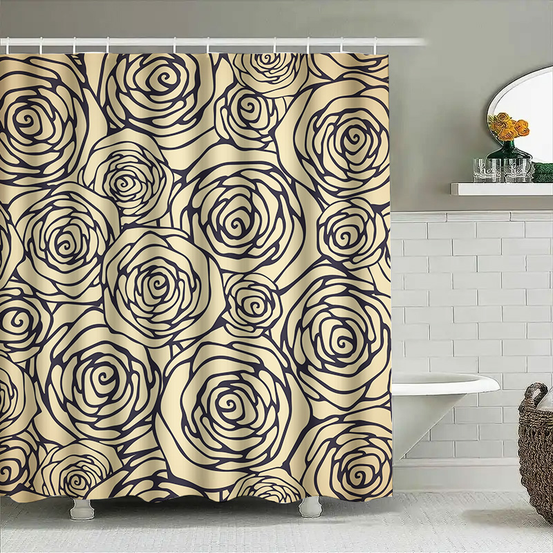 素朴なヴィンテージバスルームの装飾花柄シャワーカーテンセット - Home Bathroom Remodel のレビューと価格