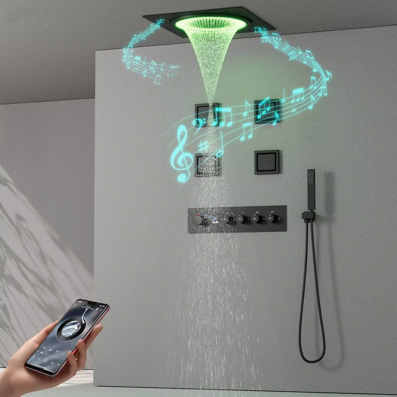 スマートLEDシャワーセット 浴室音楽内蔵レインフォールシス - Home And Bathroom のレビューと価格