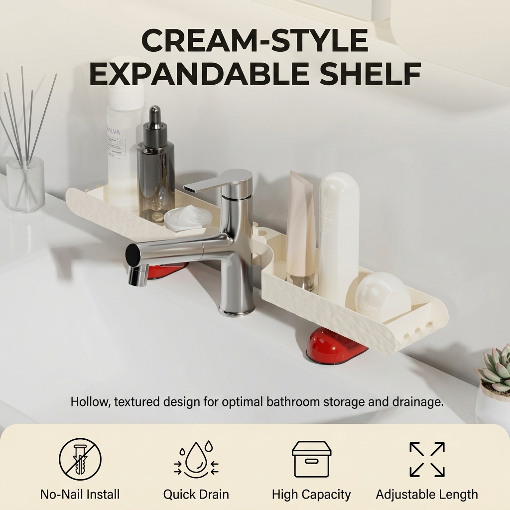 バスルームオーガナイザー化粧品収納棚ワイドクリームスタイル中 - Home Essentials Bathroom Rack のレビューと価格