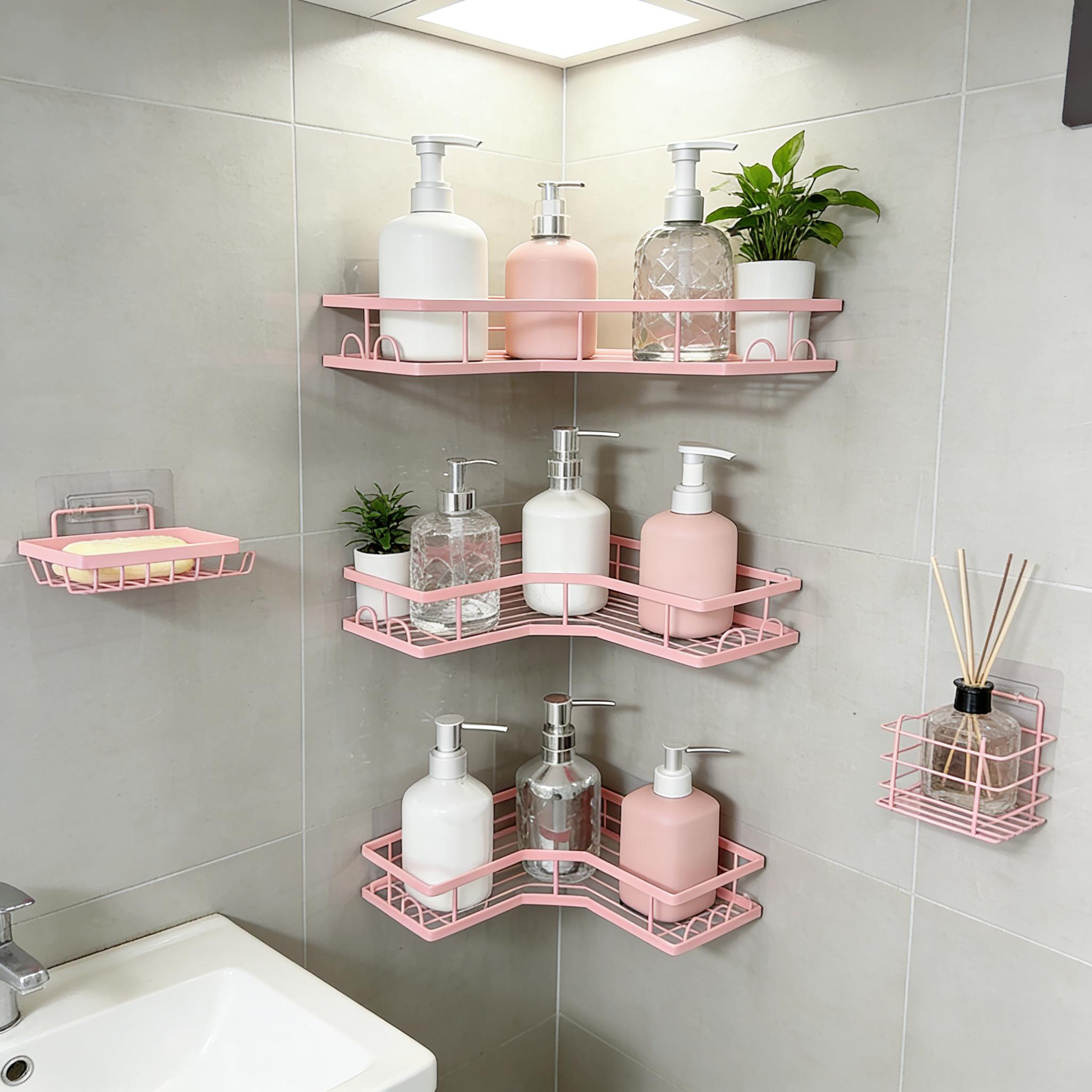 5個入り ミニマリスト ピンク シャワーオーガナイザーセット - Home Essentials Bathroom Rack のレビューと価格