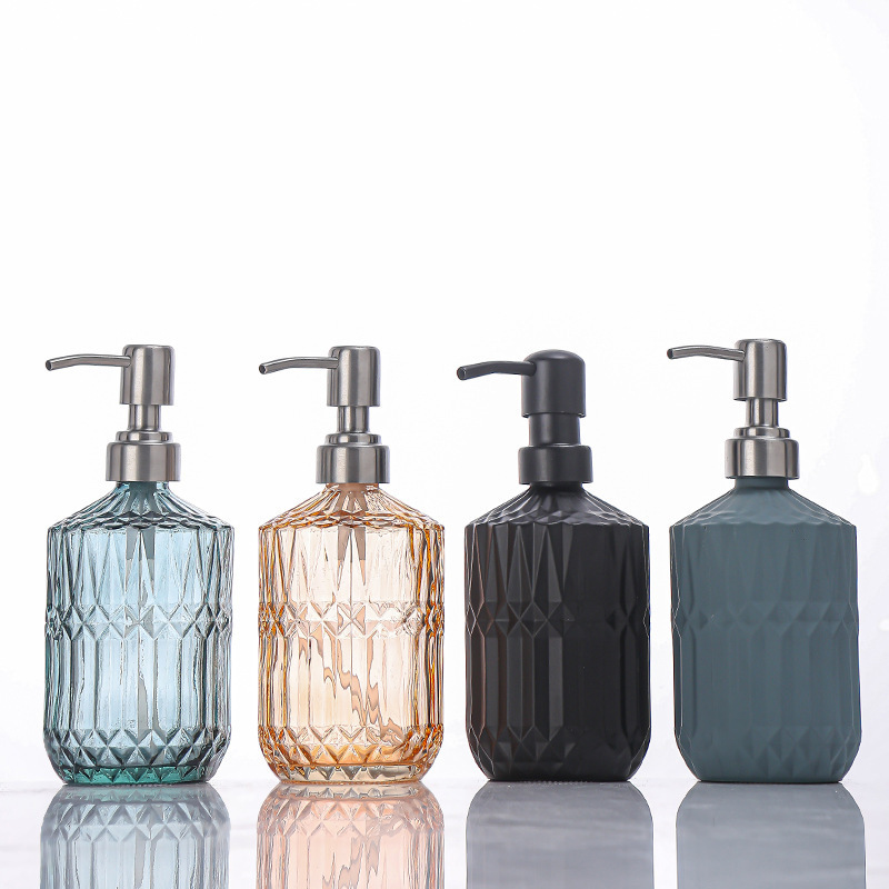 400 ミリリットル手動液体石鹸ディスペンサー透明ガラスハン - Home Bathroom Soap Dispenser のレビューと価格