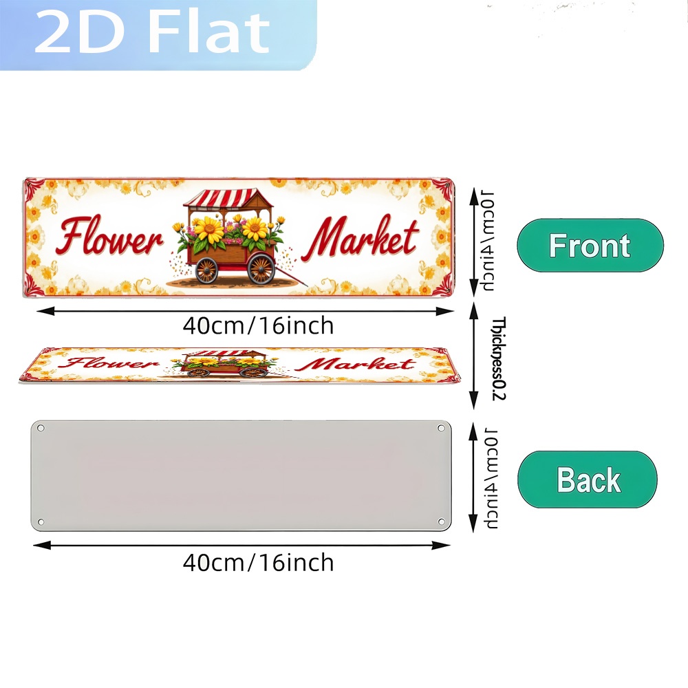 2Dフラット、ヴィンテージ風看板「花屋の花市場用花車」。 エ - Home Kitchen Bathroom Marketing のレビューと価格