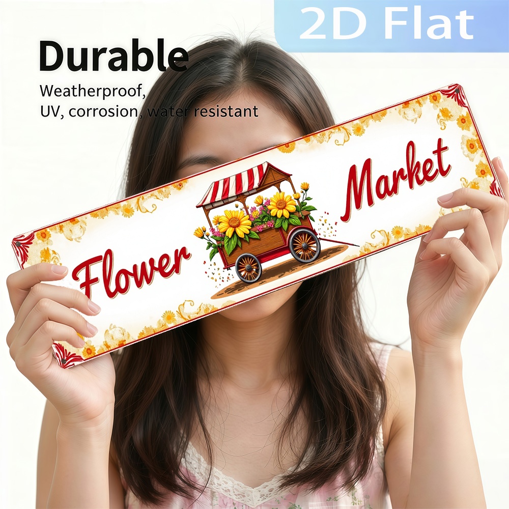 2Dフラット、ヴィンテージ風看板「花屋の花市場用花車」。 エ - Home Kitchen Bathroom Marketing のレビューと価格