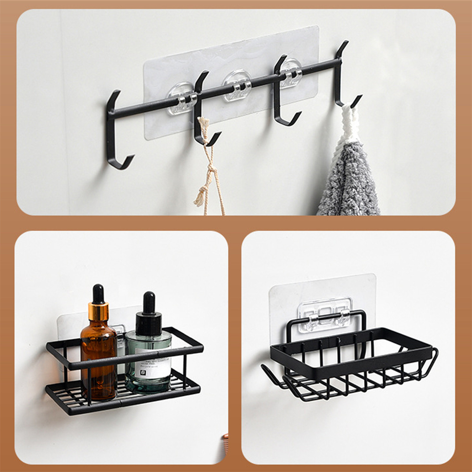 バスルームオーガナイザー シャワーキャディーセット 粘着式壁 - Home Essentials Bathroom Rack のレビューと価格