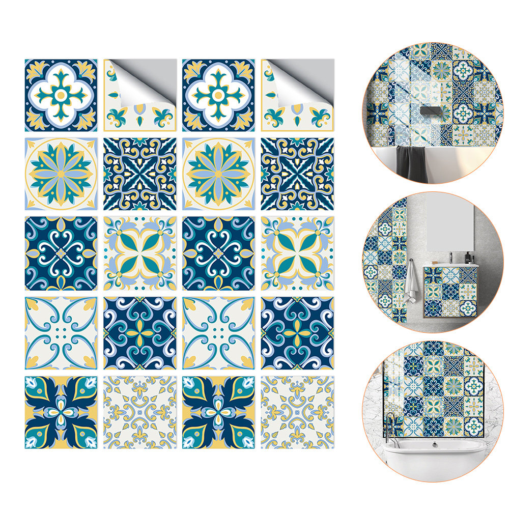 20枚入りPVCピールステッカータイル 防水装飾デカール 家 - Home Bathroom Tiles Design のレビューと価格