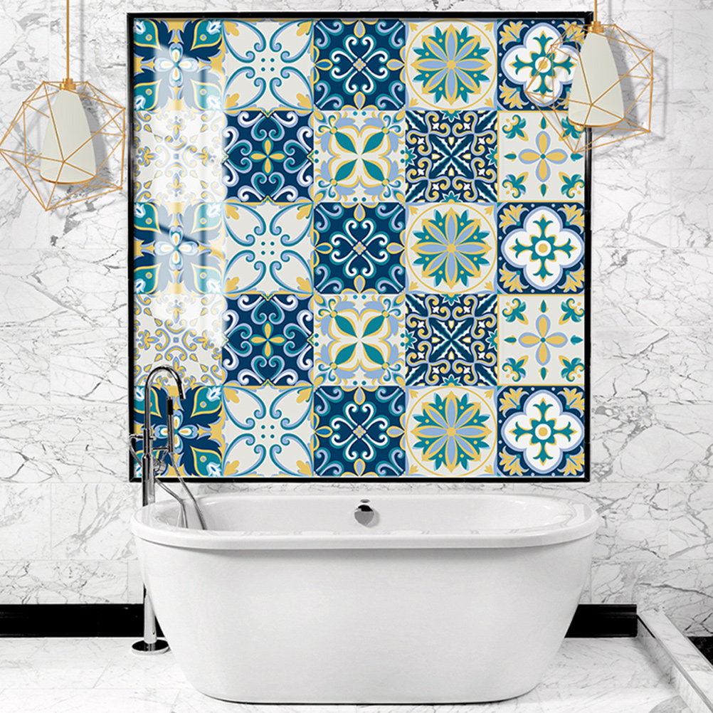 20枚入りPVCピールステッカータイル 防水装飾デカール 家 - Home Bathroom Tiles Design のレビューと価格