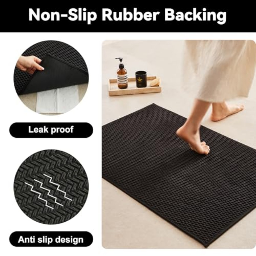 小型浴室用滑り止め洗えるバスマット、超吸収性薄型速乾低パイル - Non Slip Bath Mat のレビューと価格