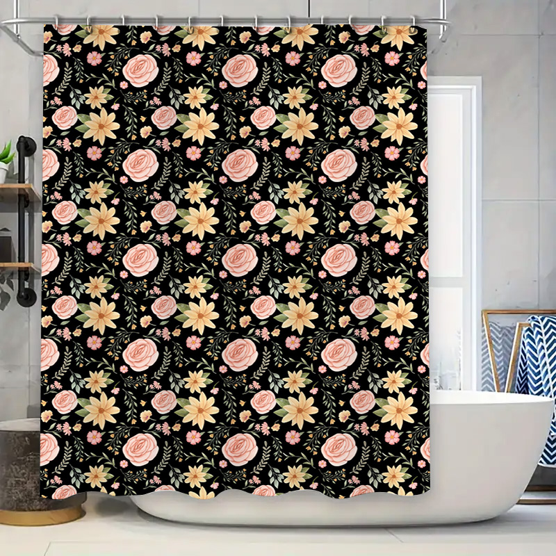 ブラックホワイトパターンシャワーカーテンエレガントなバス装飾 - Home Bathroom Remodel のレビューと価格