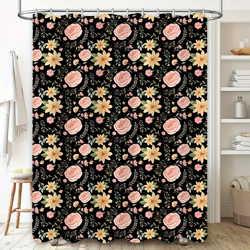 ブラックホワイトパターンシャワーカーテンエレガントなバス装飾 - Home Bathroom Remodel のレビューと価格