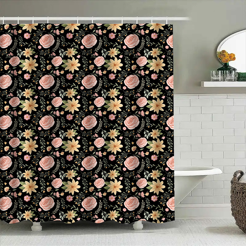 ブラックホワイトパターンシャワーカーテンエレガントなバス装飾 - Home Bathroom Remodel のレビューと価格