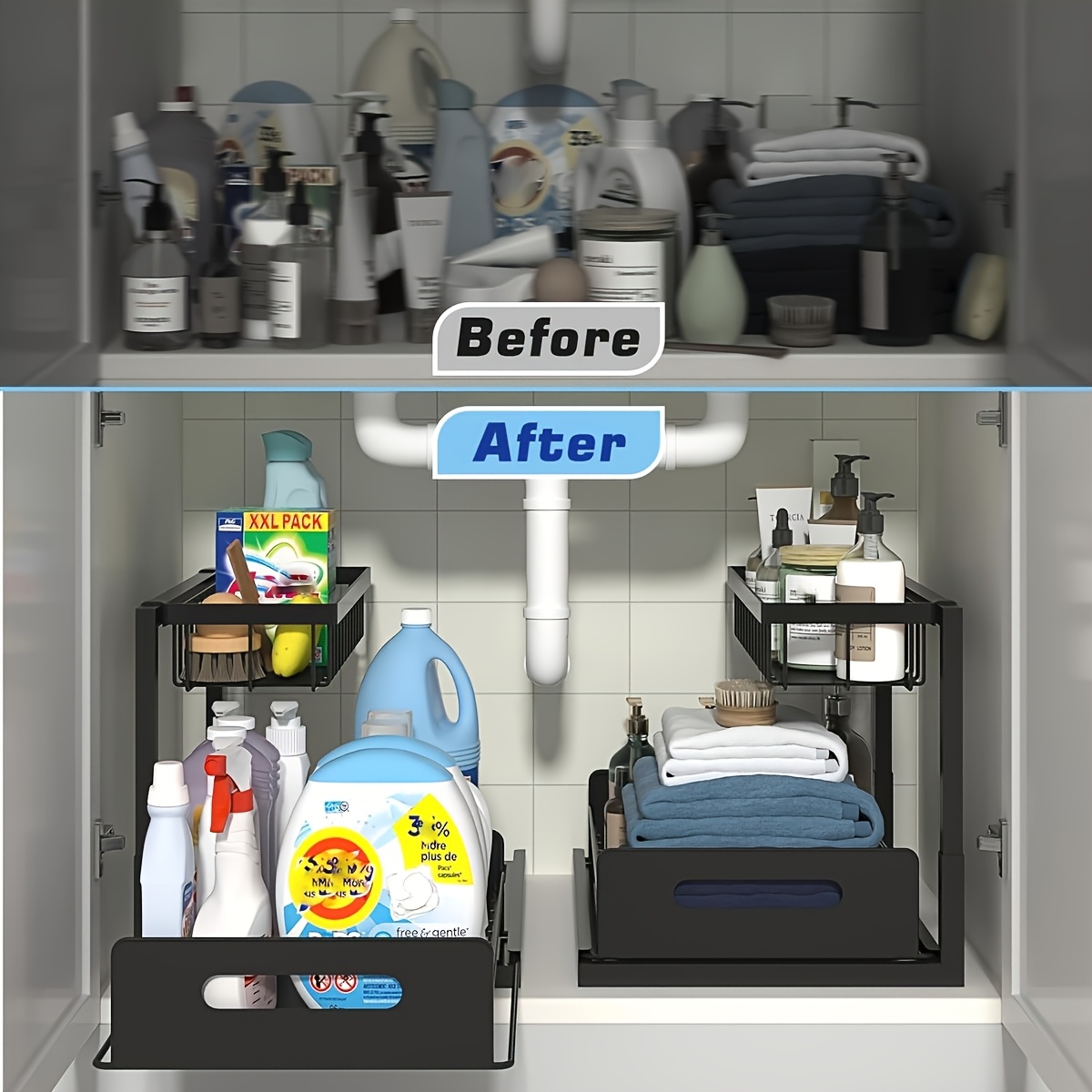 シンク下キッチン収納ラックセット - バスルーム、パントリー - Home Essentials Bathroom Rack のレビューと価格