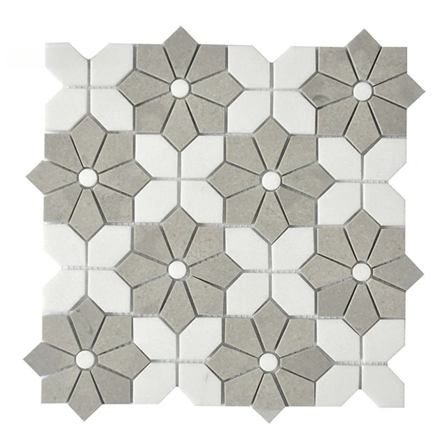 モザイク大理石タイル 白混合ビアンコ ホワイトバック スプラ - Home Bathroom Tiles Design のレビューと価格