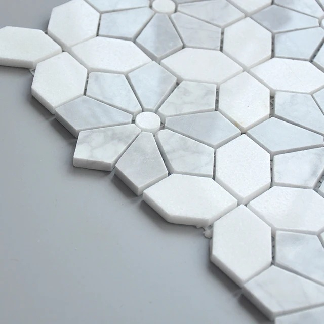 モザイク大理石タイル 白混合ビアンコ ホワイトバック スプラ - Home Bathroom Tiles Design のレビューと価格