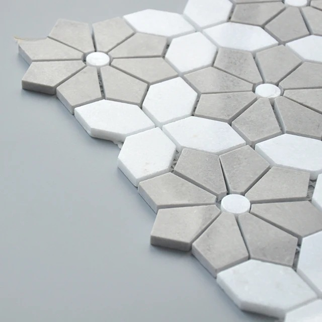 モザイク大理石タイル 白混合ビアンコ ホワイトバック スプラ - Home Bathroom Tiles Design のレビューと価格
