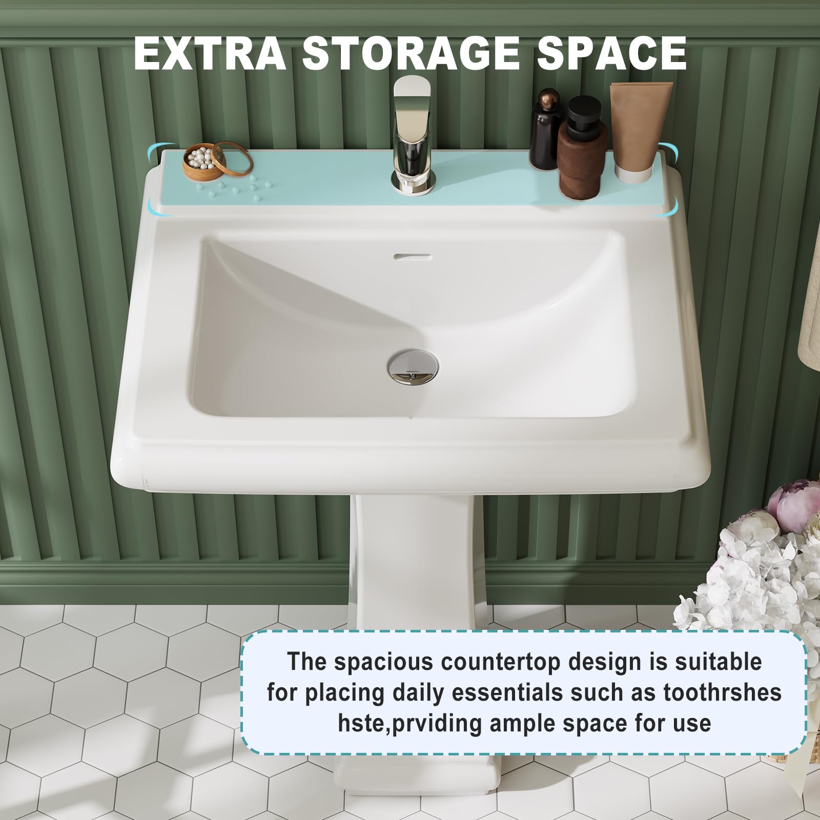 台座式洗面器、正方形セラミック製、シングルホール蛇口取り付け - Home Bathroom Remodel のレビューと価格