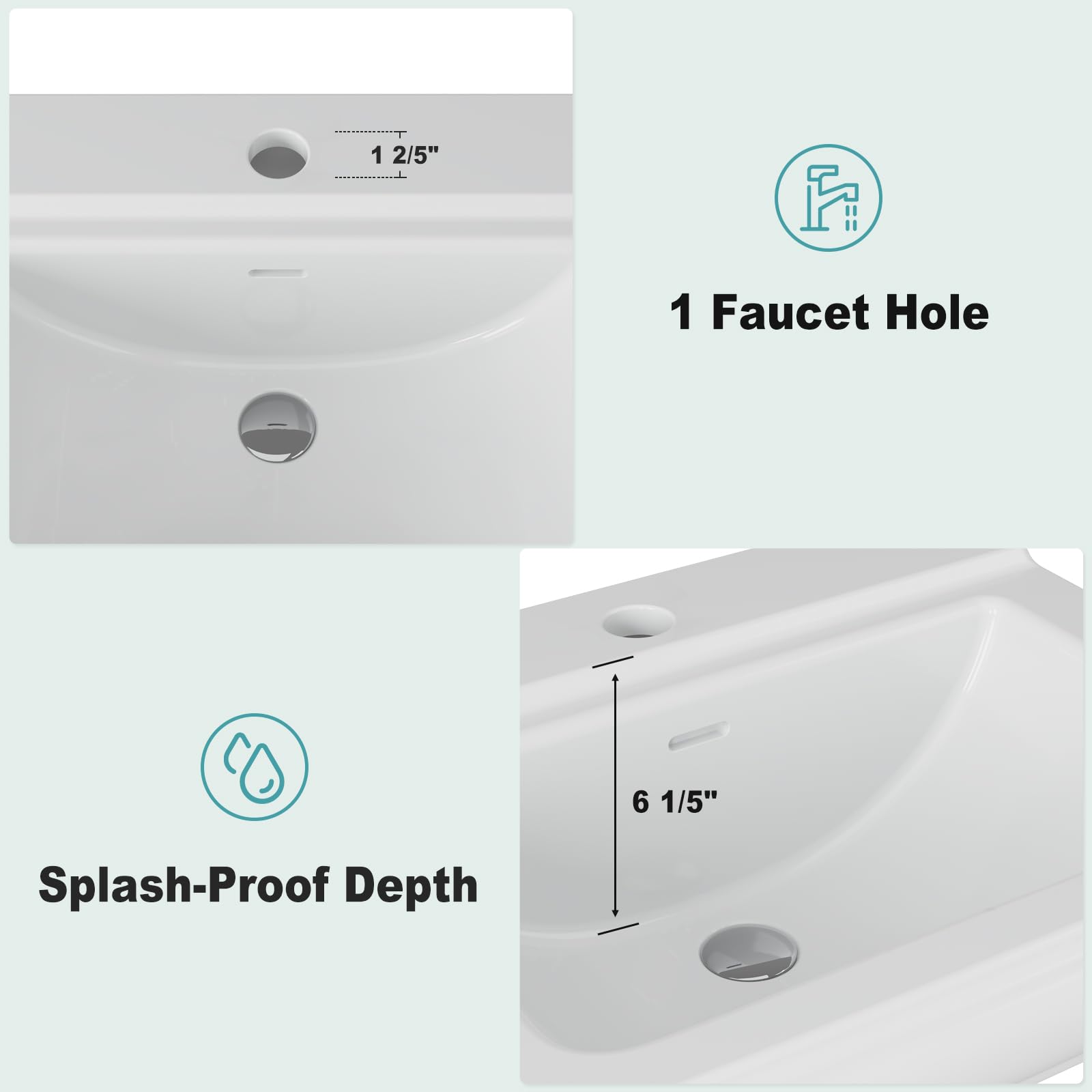 台座式洗面器、正方形セラミック製、シングルホール蛇口取り付け - Home Bathroom Remodel のレビューと価格