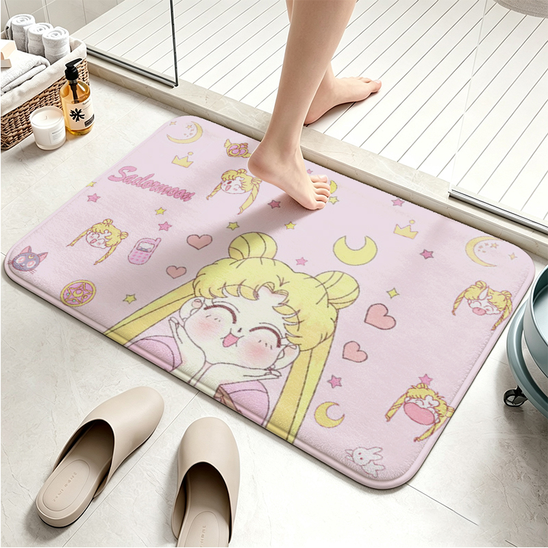 セーラームーンフランネルフロアマットアニメ漫画ドアマットかわ - Non Slip Bath Mat のレビューと価格
