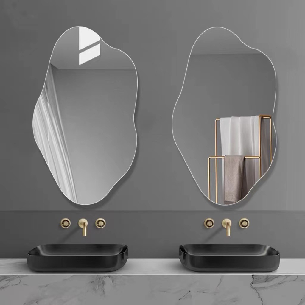 不規則な形の浴室壁掛けミラーアートデコレーションシルバーミラ - Home Goods Bathroom Mirrors のレビューと価格