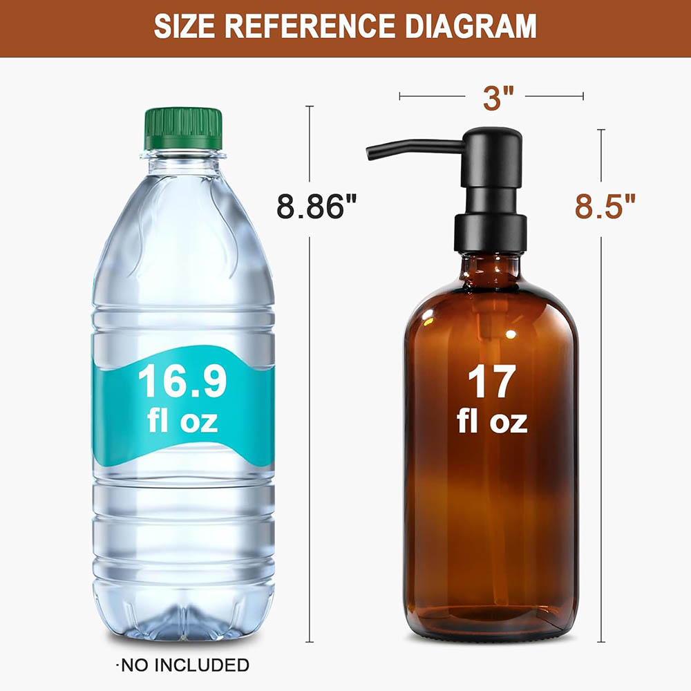 琥珀色のガラス製ソープディスペンサー、2個パック、17オンス - Home Bathroom Soap Dispenser のレビューと価格