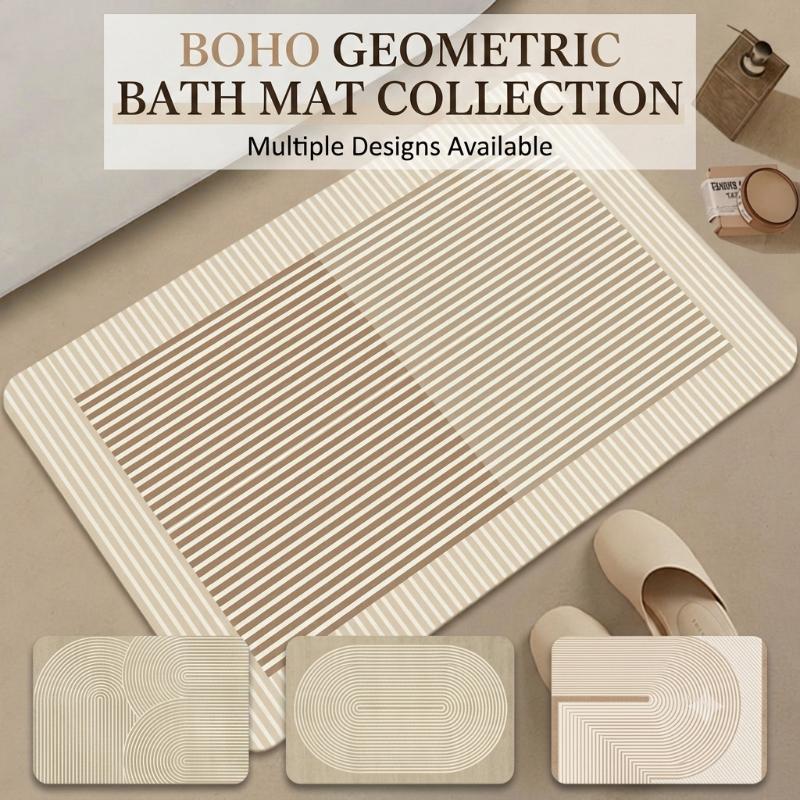 珪藻土バスマット 速乾 吸水性 ベージュ ストライプ 滑り止 - Non Slip Bath Mat のレビューと価格