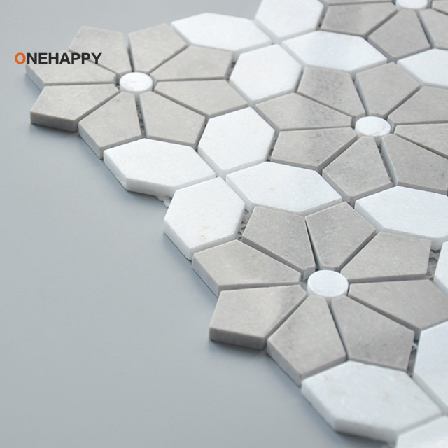 キッチンとバスルーム用のモザイク大理石タイル、花の形のデザイ - Home Bathroom Tiles Design のレビューと価格