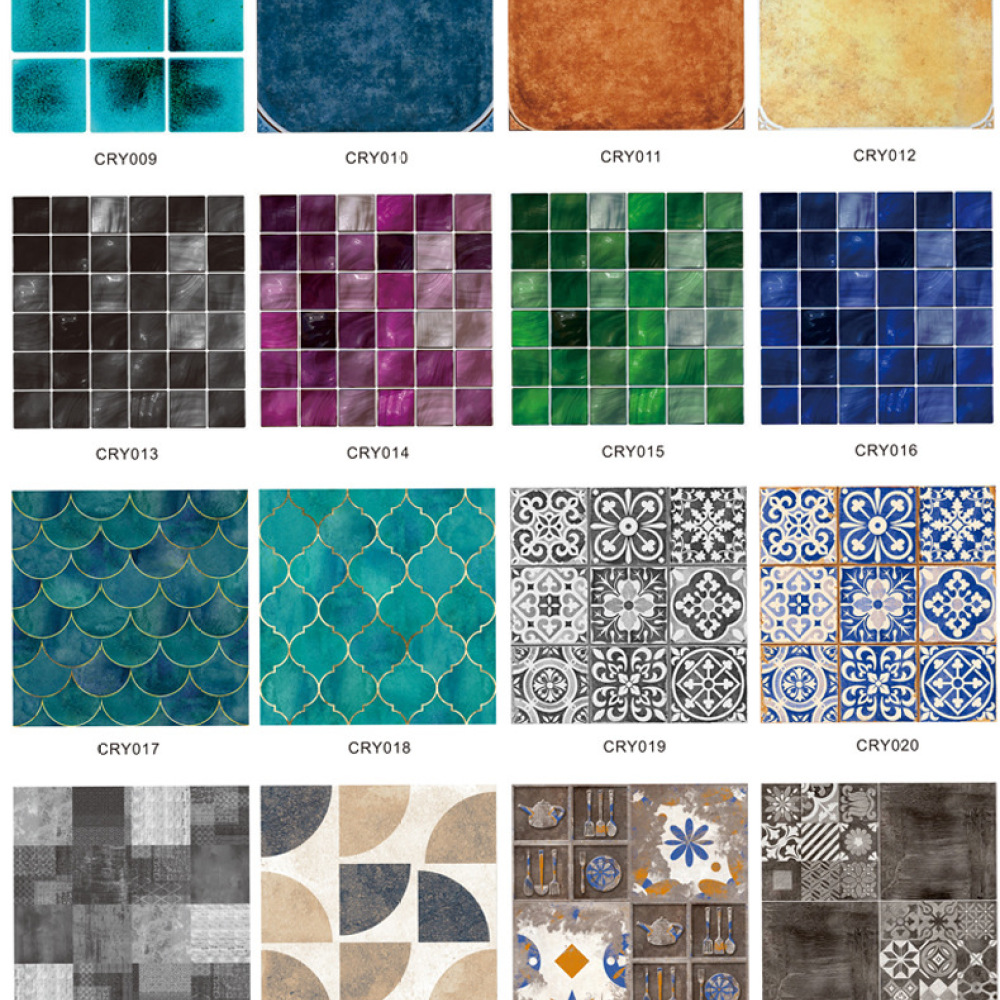 レトロモザイクタイルステッカー自己粘着 PVC デカール防水 - Home Bathroom Tiles Design のレビューと価格