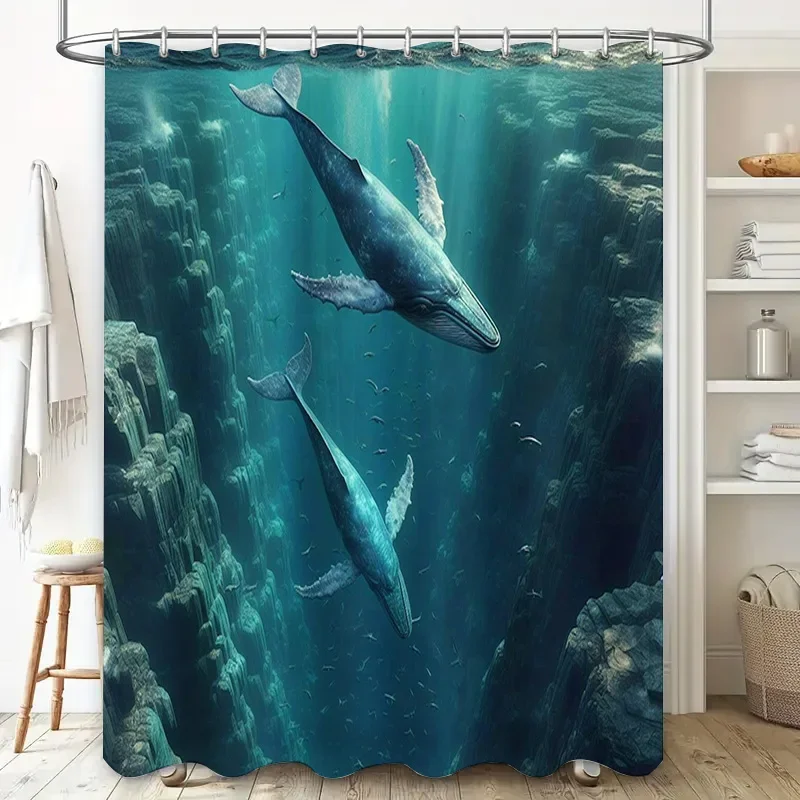 3D プリントクジラシャワーカーテン防水バス装飾プラスチック - Home Bathroom Remodel のレビューと価格