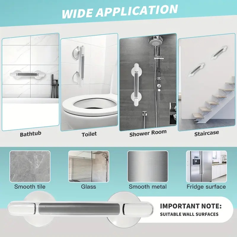 1個入り高齢者用安全グラブバー - 取り付けに穴あけ不要、強 - Home Bathroom Tiles Design のレビューと価格