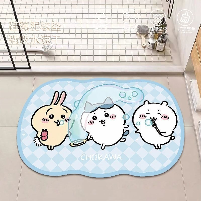 アニメちいかわハチワレうさぎ珪藻泥バスルームフロアマット滑り - Home Goods Bathroom Mats のレビューと価格