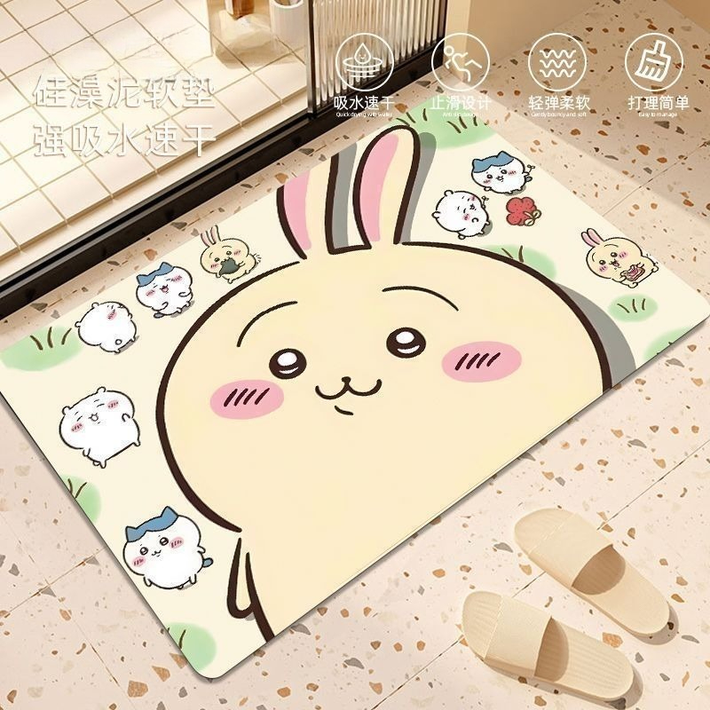 アニメちいかわハチワレうさぎ珪藻泥バスルームフロアマット滑り - Home Goods Bathroom Mats のレビューと価格