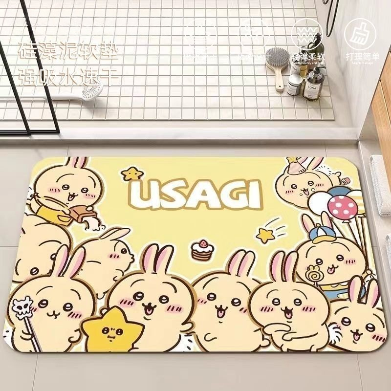 アニメちいかわハチワレうさぎ珪藻泥バスルームフロアマット滑り - Home Goods Bathroom Mats のレビューと価格