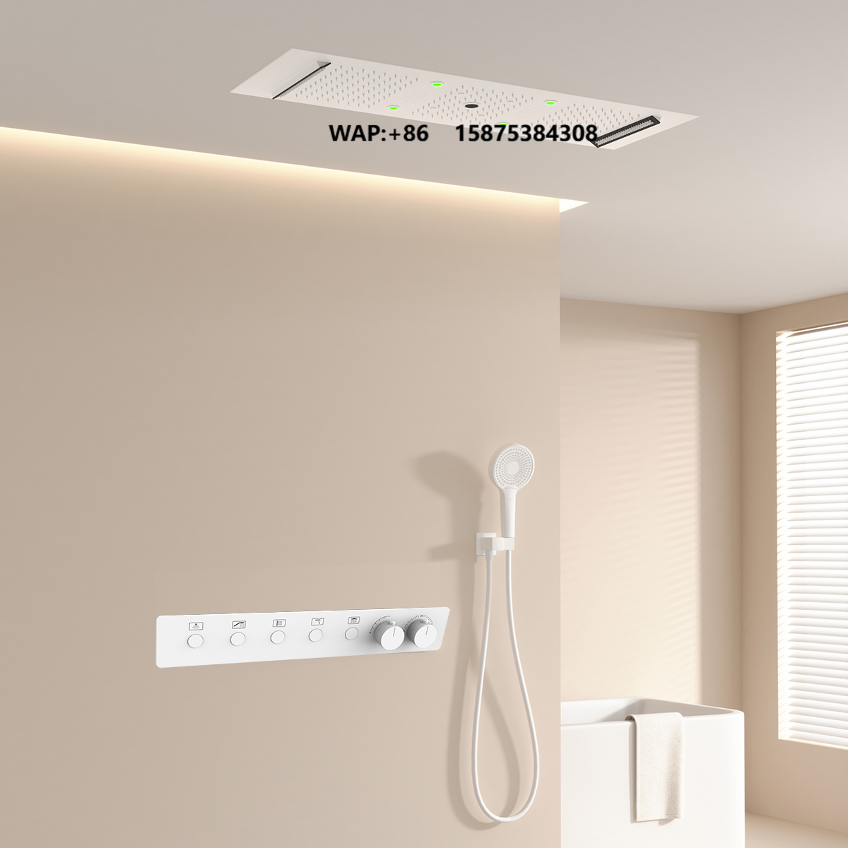 高級ホワイト300 * 900mmミュージックLEDレインフ - Shower Head Rain のレビューと価格
